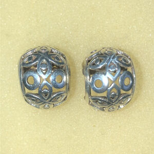 Sterling Silver Thailand SU 925 Vintage Cutout Classic Boho Hoop Earrings